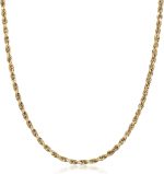 PORI JEWELERS 18K Yellow Gold 1.5MM, 1.8MM, 2MM, 2.5MM, 3MM, 4MM, or 5MM Diamond Cut Rope Chain Necklace Unisex Sizes 16"-30"