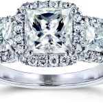 Kobelli 2 4/5-CTW Princess Moissanite Halo 3-Stone Engagement Ring 14k White Gold