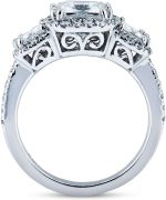 Kobelli 2 4/5-CTW Princess Moissanite Halo 3-Stone Engagement Ring 14k White Gold - Image 2