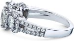 Kobelli 2 4/5-CTW Princess Moissanite Halo 3-Stone Engagement Ring 14k White Gold - Image 4