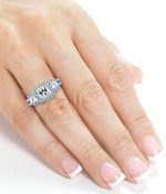 Kobelli 2 4/5-CTW Princess Moissanite Halo 3-Stone Engagement Ring 14k White Gold - Image 6