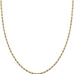 PORI JEWELERS 10K Yellow Gold 1.5MM,2MM,2.5MM,3MM,3.5,4MM,5MM,7MM, Diamond Cut Rope Chain Necklace Unisex Sizes 16"-30"