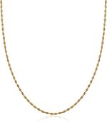 PORI JEWELERS 10K Yellow Gold 1.5MM,2MM,2.5MM,3MM,3.5,4MM,5MM,7MM, Diamond Cut Rope Chain Necklace Unisex Sizes 16"-30"