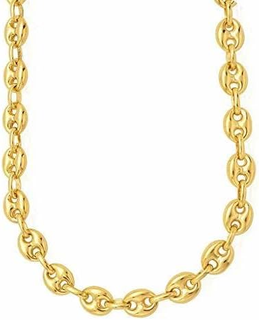 251029144937543_1 The Diamond Deal 14k REAL Yellow Gold 11.0mm Shiny Puffed SOLID Mariner Chain Necklace or Bracelet Bangle for Pendants and Charms with Lobster-Claw Clasp (8.5", 20", 22" or 24 inch) - Image 1