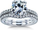 Kobelli Moissanite and Lab Grown Diamond Bridal Rings Set 2 1/3 CTW 14k White Gold (GH/VS, DEF/VS)