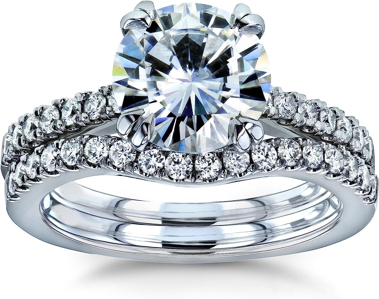 251029144943185_1 Kobelli Moissanite and Lab Grown Diamond Bridal Rings Set 2 1/3 CTW 14k White Gold (GH/VS, DEF/VS) - Image 1
