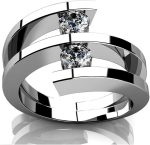 Madina Jewelry 0.60 ct Two Round Cut Diamonds Anniversary Ring in 14 kt White Gold
