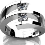 Madina Jewelry 0.60 ct Two Round Cut Diamonds Anniversary Ring in 14 kt White Gold