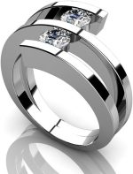 Madina Jewelry 0.60 ct Two Round Cut Diamonds Anniversary Ring in 14 kt White Gold - Image 3
