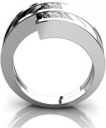 Madina Jewelry 0.60 ct Two Round Cut Diamonds Anniversary Ring in 14 kt White Gold - Image 6