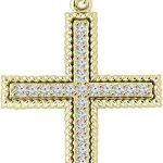Madina Jewelry 0.45 ct Ladies Round Cut Diamond Cross Pendant Necklace (G Color SI-1 Clarity) in 14 kt Yellow Gold
