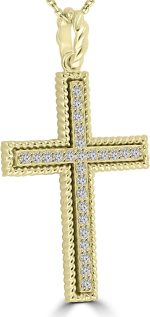 Madina Jewelry 0.45 ct Ladies Round Cut Diamond Cross Pendant Necklace (G Color SI-1 Clarity) in 14 kt Yellow Gold - Image 2
