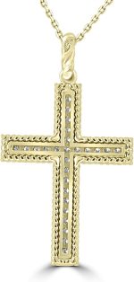 Madina Jewelry 0.45 ct Ladies Round Cut Diamond Cross Pendant Necklace (G Color SI-1 Clarity) in 14 kt Yellow Gold - Image 4