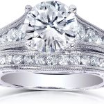 Kobelli Forever One (D-F) Moissanite Channel Bridal Ring Set 2 7/8 CTW 14k White Gold