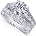 Kobelli Forever One (D-F) Moissanite Channel Bridal Ring Set 2 7/8 CTW 14k White Gold - Image 4