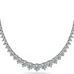 Madina Jewelry 8.00 Ct Ladies Graduated Round Cut Diamond Necklace in 14 Kt White Gold