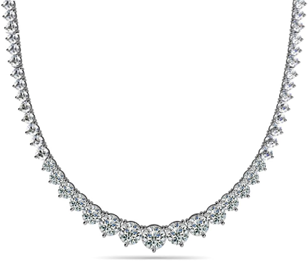 251102112750492_1 Madina Jewelry 8.00 Ct Ladies Graduated Round Cut Diamond Necklace in 14 Kt White Gold - Image 1