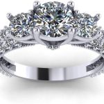 Madina Jewelry 2.60 ct Ladies Round Cut Diamond Engagement Ring with Accented Diamonds in 14 kt White Gold