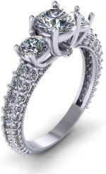Madina Jewelry 2.60 ct Ladies Round Cut Diamond Engagement Ring with Accented Diamonds in 14 kt White Gold - Image 2