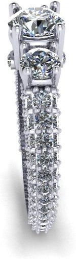 Madina Jewelry 2.60 ct Ladies Round Cut Diamond Engagement Ring with Accented Diamonds in 14 kt White Gold - Image 5