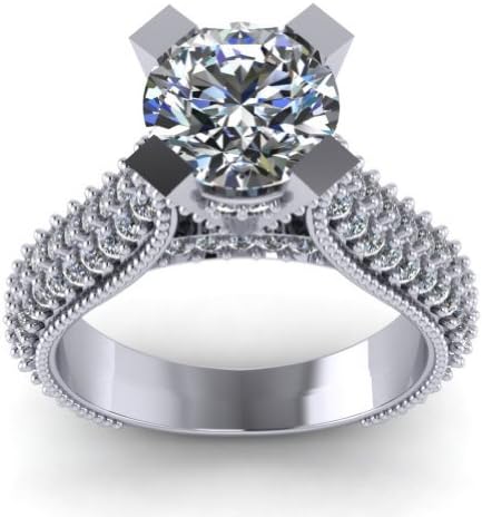 251102112750543_1 Madina Jewelry 2.65 ct Pave Set Round Cut Diamond Engagement Ring in 18 kt White Gold - Image 1
