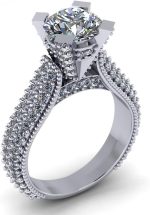 Madina Jewelry 2.65 ct Pave Set Round Cut Diamond Engagement Ring in 18 kt White Gold - Image 2