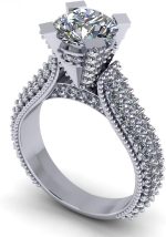 Madina Jewelry 2.65 ct Pave Set Round Cut Diamond Engagement Ring in 18 kt White Gold - Image 3