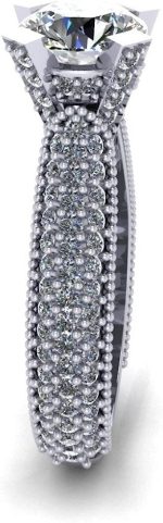 Madina Jewelry 2.65 ct Pave Set Round Cut Diamond Engagement Ring in 18 kt White Gold - Image 4