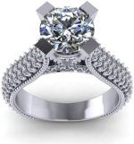 Madina Jewelry 2.65 ct Pave Set Round Cut Diamond Engagement Ring in 14 kt White Gold