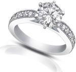 Madina Jewelry 1.40 ct Round Cut Diamond Engagement Ring Whit Millgrain on The Shank in 18 kt White Gold - Image 3