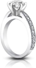 Madina Jewelry 1.40 ct Round Cut Diamond Engagement Ring Whit Millgrain on The Shank in 18 kt White Gold - Image 5