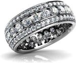 Madina Jewelry 5.00 ct Ladies Three Row Round Cut Diamond Eternity Wedding Band Ring in Platinum - Image 2
