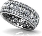 Madina Jewelry 5.00 ct Ladies Three Row Round Cut Diamond Eternity Wedding Band Ring in Platinum - Image 3