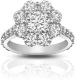 Madina Jewelry 2.90 ct Round Cut Diamond Cluster Engagement Ring in Platinum