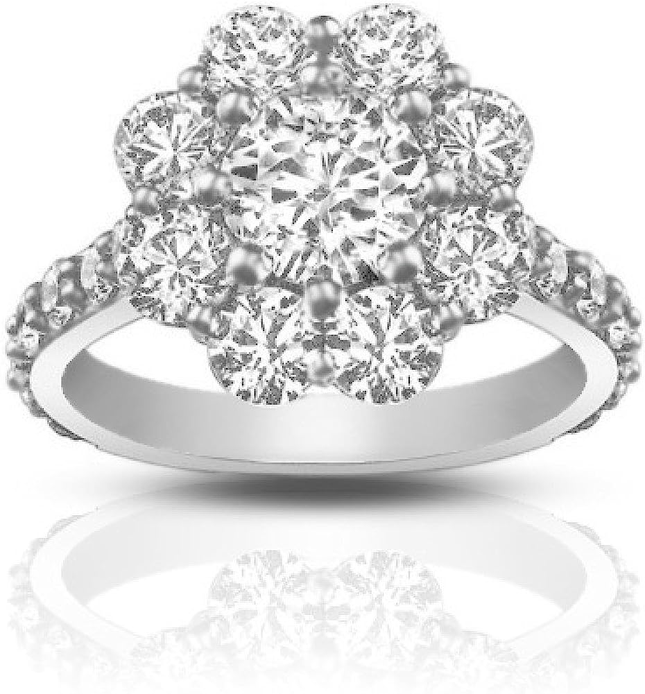 251102112750600_1 Madina Jewelry 2.90 ct Round Cut Diamond Cluster Engagement Ring in Platinum - Image 1