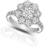 Madina Jewelry 2.90 ct Round Cut Diamond Cluster Engagement Ring in Platinum - Image 3