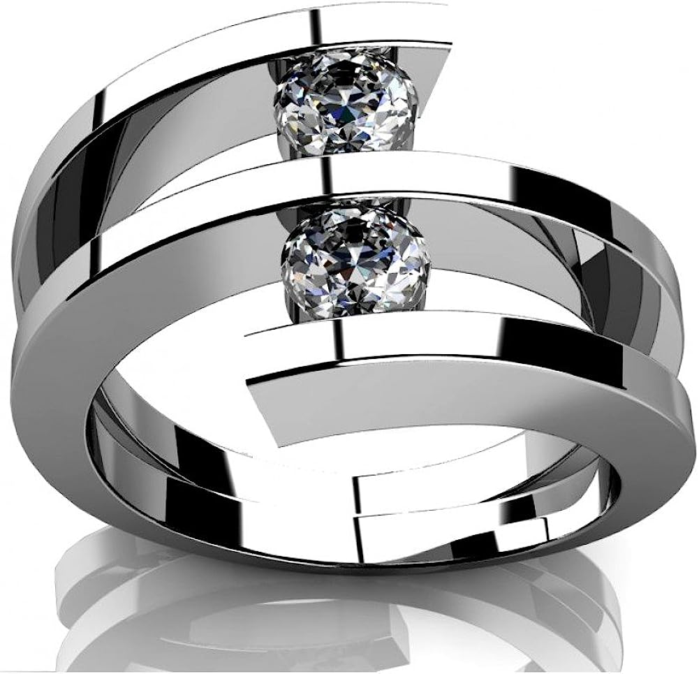 251102112816450_1 Madina Jewelry 0.60 ct Two Round Cut Diamonds Anniversary Ring in Platinum - Image 1