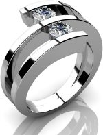Madina Jewelry 0.60 ct Two Round Cut Diamonds Anniversary Ring in Platinum - Image 2