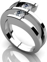 Madina Jewelry 0.60 ct Two Round Cut Diamonds Anniversary Ring in Platinum - Image 3