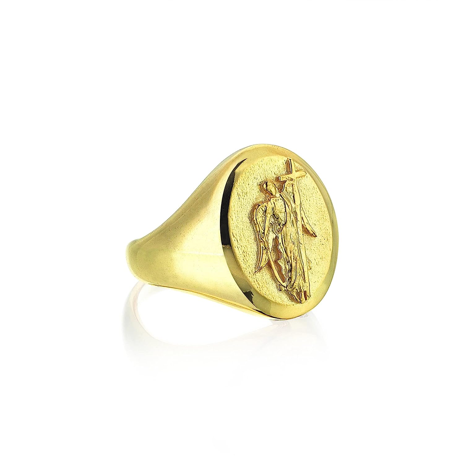 251228015843540_1 10K Gold Saint Gabriel The Archangel of Truth Ring | Religious Christian 18K Gold Band Ring | 14K Gold Ring Handmade Jewelry Men Women Gift - Image 1