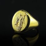 10K Gold Saint Gabriel The Archangel of Truth Ring | Religious Christian 18K Gold Band Ring | 14K Gold Ring Handmade Jewelry Men Women Gift - Image 5