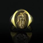 10K Gold Saint Gabriel The Archangel of Truth Ring | Religious Christian 18K Gold Band Ring | 14K Gold Ring Handmade Jewelry Men Women Gift - Image 7