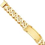 14KY Solid Link ID Bracelet - 9.5" | Gold Chain Bracelet for Men and Women | Solid Gold Bracelets for Womens Mens Girls Boys 14k Real | Birthday Valentines Gifts For Adults | Weight 150.7 | Jewelry Gift Box | Men’s Jewelry