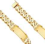 14KY Solid Link ID Bracelet - 9.5" | Gold Chain Bracelet for Men and Women | Solid Gold Bracelets for Womens Mens Girls Boys 14k Real | Birthday Valentines Gifts For Adults | Weight 150.7 | Jewelry Gift Box | Men’s Jewelry - Image 2