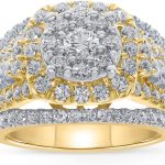 Wholesale Diamonds 10K Yellow Gold 3 Carat Real Diamond Engagement Ring Wedding Bridal Ring Fine Diamond Jewelry (3 Ct, H-I Color, I1-SI2 Clarity), Size 7, RG07438