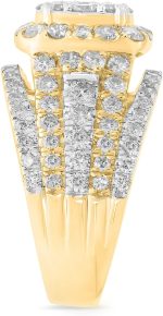 Wholesale Diamonds 10K Yellow Gold 3 Carat Real Diamond Engagement Ring Wedding Bridal Ring Fine Diamond Jewelry (3 Ct, H-I Color, I1-SI2 Clarity), Size 7, RG07438 - Image 2