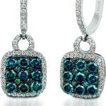 1 1/4 Carat White and Blue Diamond Dangle Drop Earrings for Women in 14k White Gold (H-I, VS2-SI1, cttw) Square Huggie Earrings by LeVian