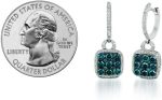 1 1/4 Carat White and Blue Diamond Dangle Drop Earrings for Women in 14k White Gold (H-I, VS2-SI1, cttw) Square Huggie Earrings by LeVian - Image 5