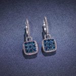 1 1/4 Carat White and Blue Diamond Dangle Drop Earrings for Women in 14k White Gold (H-I, VS2-SI1, cttw) Square Huggie Earrings by LeVian - Image 6