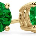 14K Yellow Gold 2.00 Carat Green Diamond Solitaire Stud Earrings for Women, Secure Screw-backs, 6mm, Hypoallergenic, Giftable Jewelry